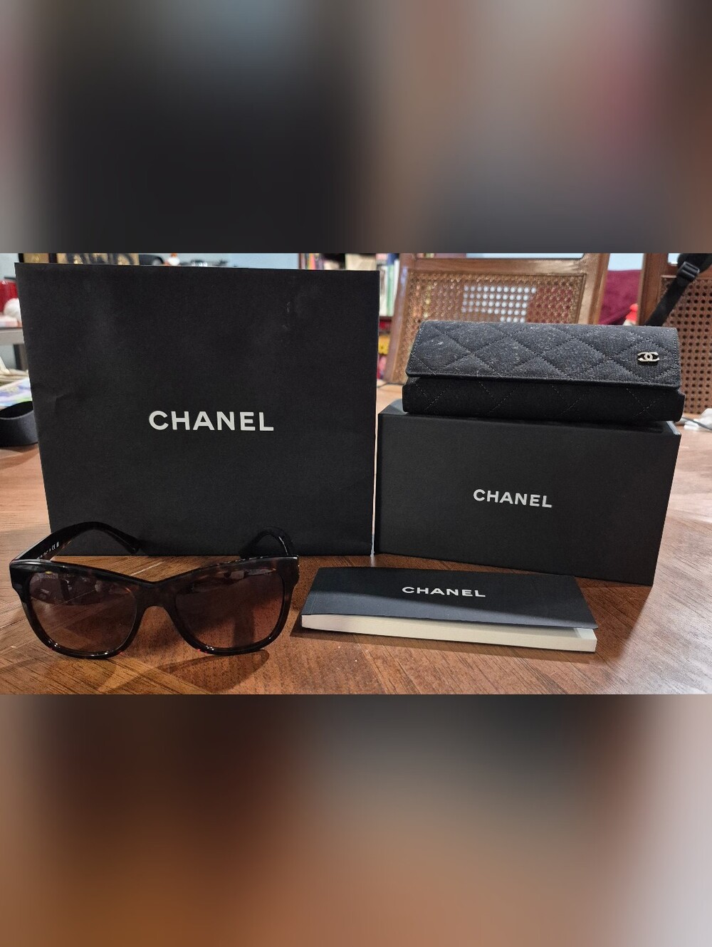 CHANEL Classic dark tortoiseshell Sunglasses with Gold CC Detail